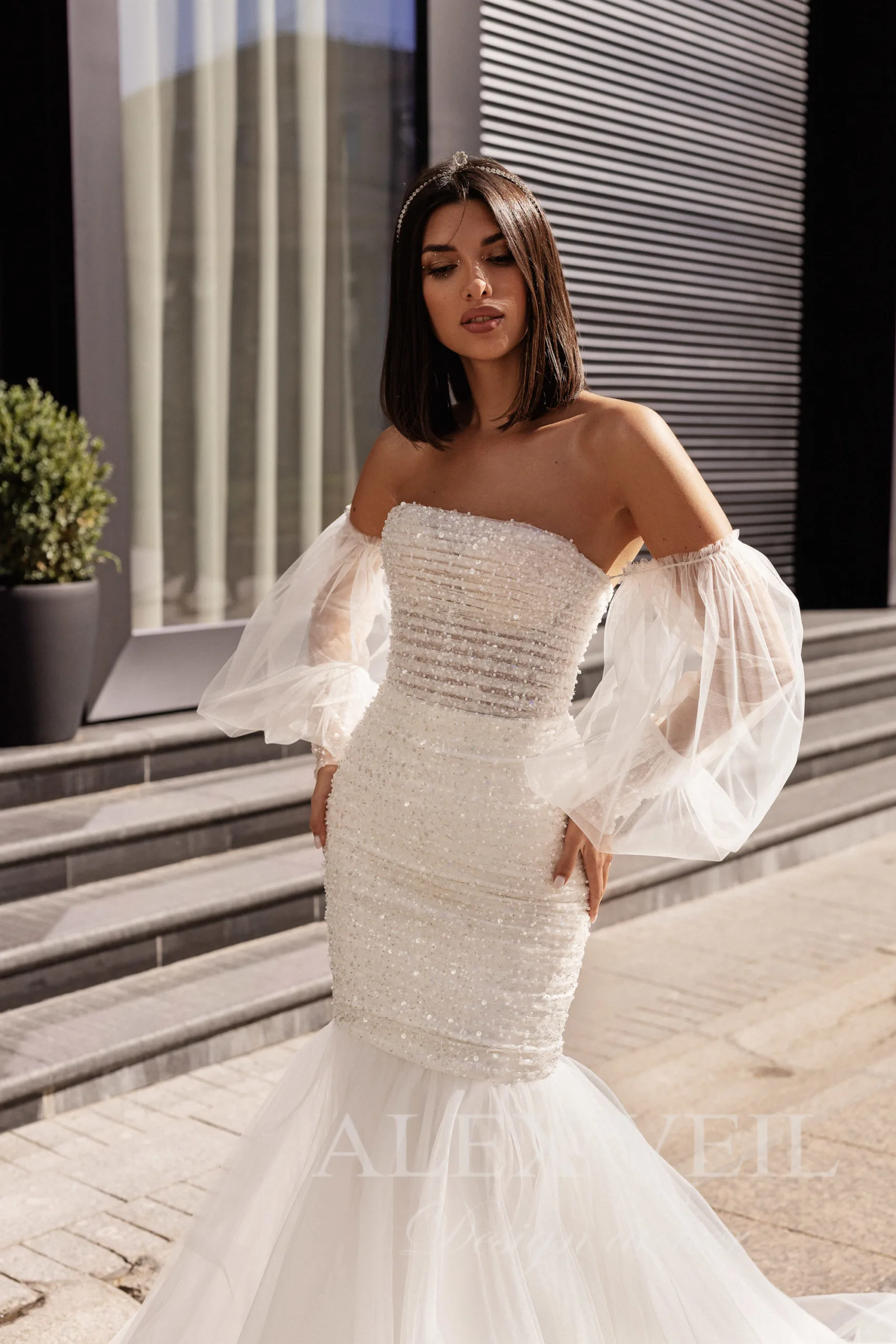 Съемные полупрозрачные рукава в комплекте с платьем Ange